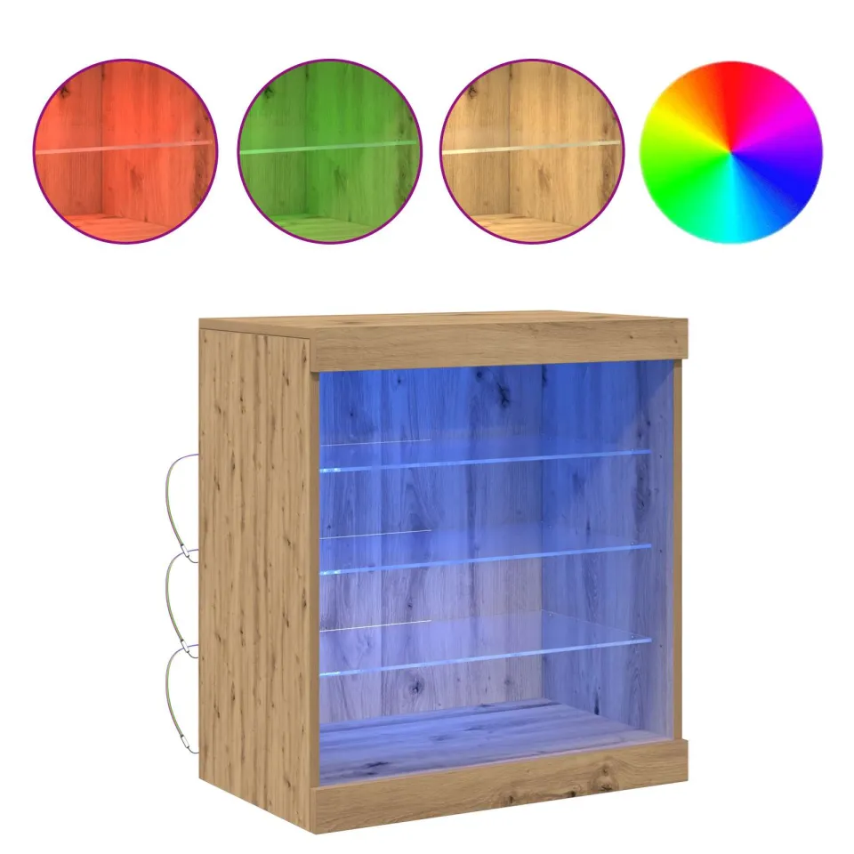 vidaXL LED Sideboard Artisan Eiken 60,5 x 37 x 67 cm Bewerkt hout, foto 4