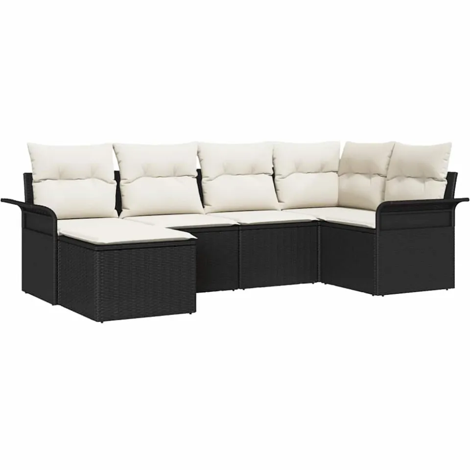 vidaXL Tuin Sofa Set 6 st Zwart poly rattan