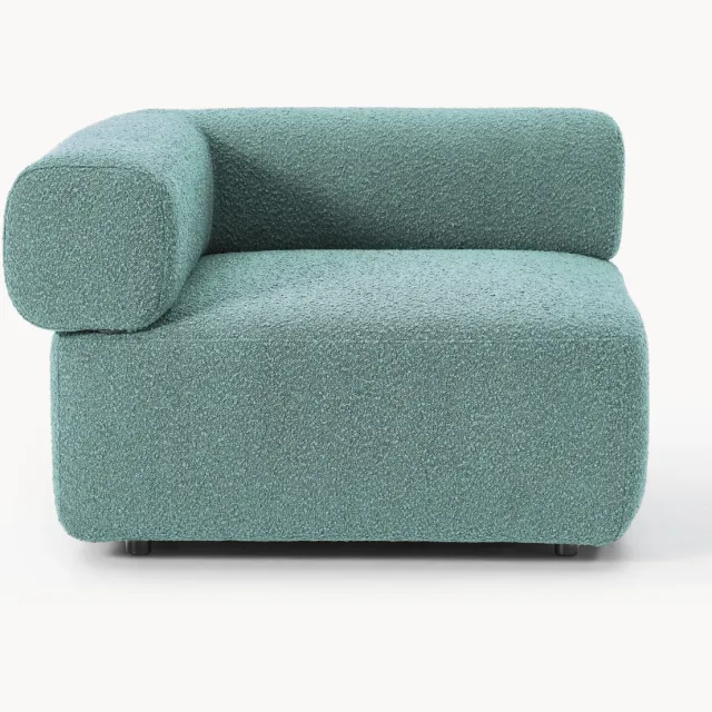Westwing Collection Bouclé hoekmodule Anton Turquoise, Groen