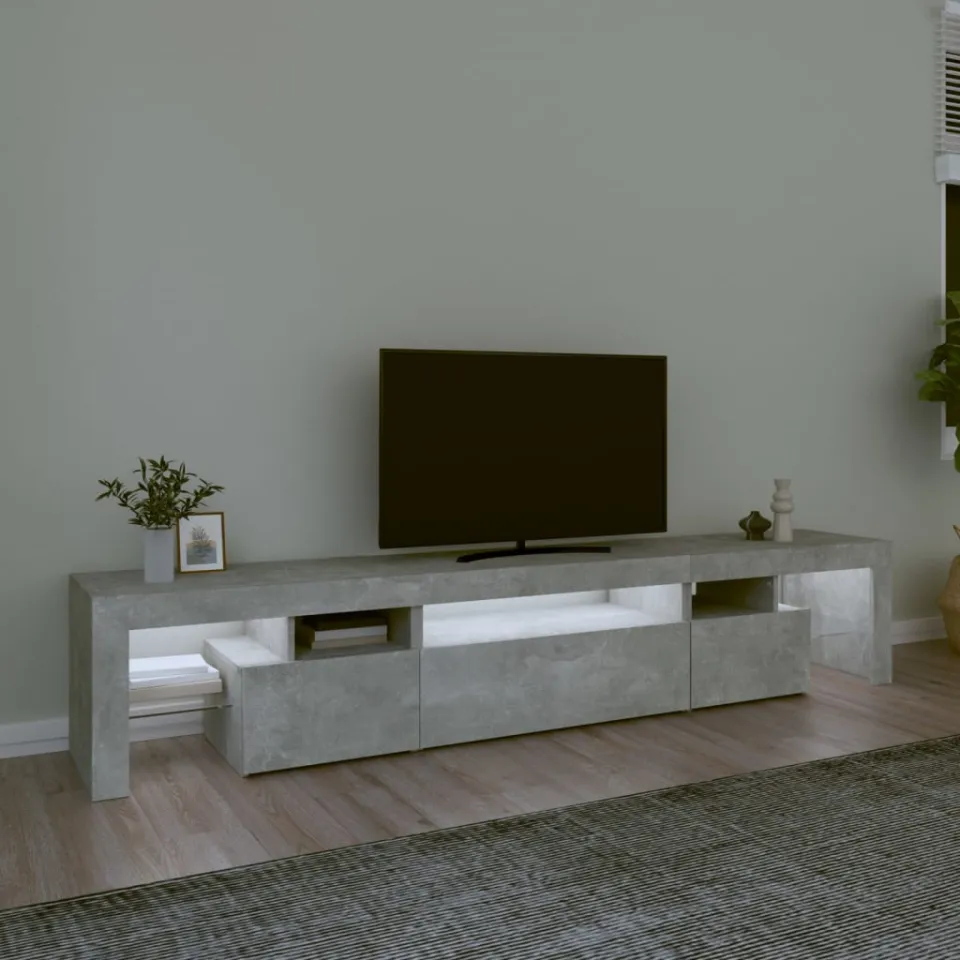 vidaXL Tv-meubel met LED-verlichting 215x36,5x40 cm betongrijs grijs, foto 4