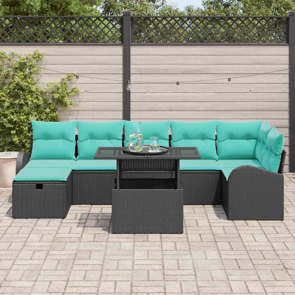 vidaXL Tuin Sofa Set 8 st Zwart poly rattan, foto 3