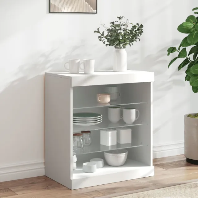 vidaXL Dressoir met LED-verlichting 60,5x37x67 cm wit