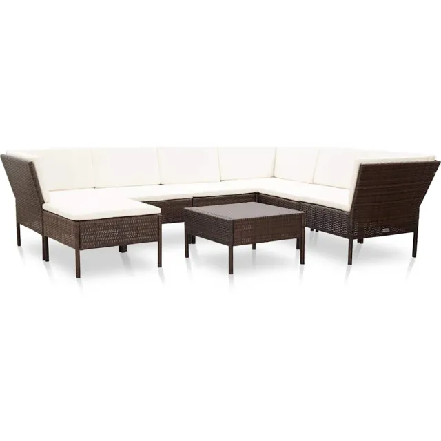 vidaXL 8-delige Loungeset met kussens poly rattan bruin, foto 2