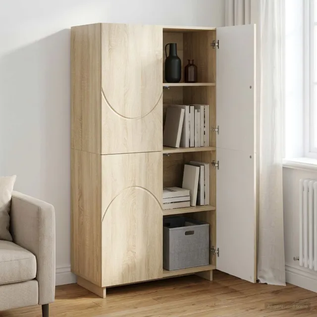 vidaXL Hoge kast Sonoma Eiken 79x41x151 cm Bewerkt hout Bruin
