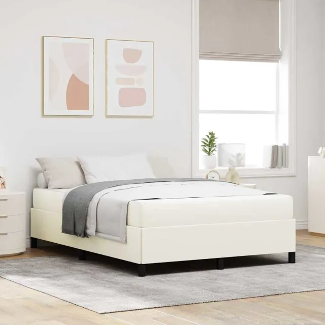 vidaXL Bedframe met matras Crème 160 x 200 cm Stof