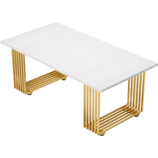 Happiq Moderne eetkamertafel Novio - Woonkamer -Marmerlook Blad - 160cm Wit marmer