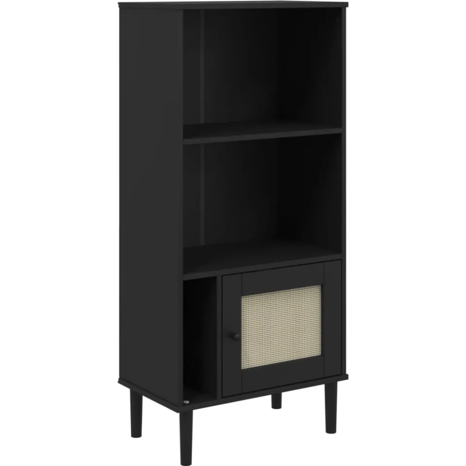 vidaXL Boekenkast SENJA rattan-look 60x35x130 cm grenenhout zwart, foto 3