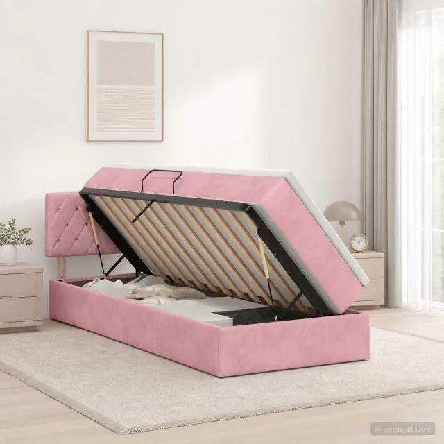 vidaXL LED Opslagbed met Matras Roze 90 x 200 cm Fluweel