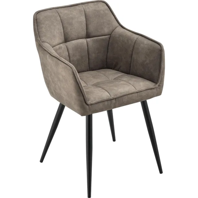en.casa Eetkamerstoel Birmingham kuipstoel 81x57x53 cm taupe en zwart [en.casa]