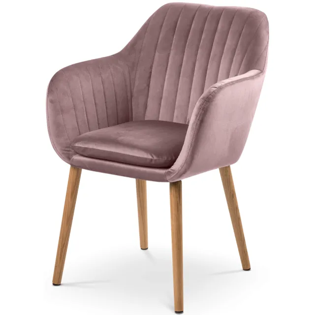 Lisomme Djura velvet eetkamerstoel roze