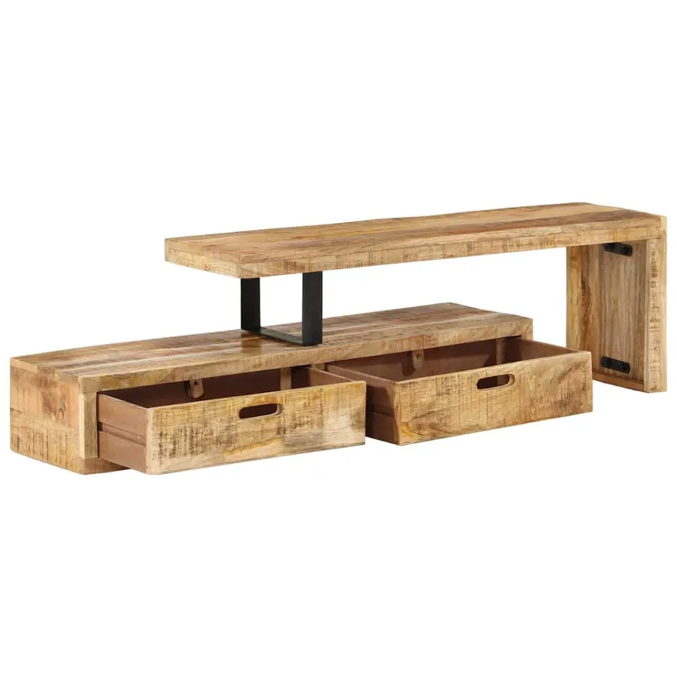 vidaXL Tv-meubel (118-200) x 30 x 40 cm massief hout mango bruin, foto 3