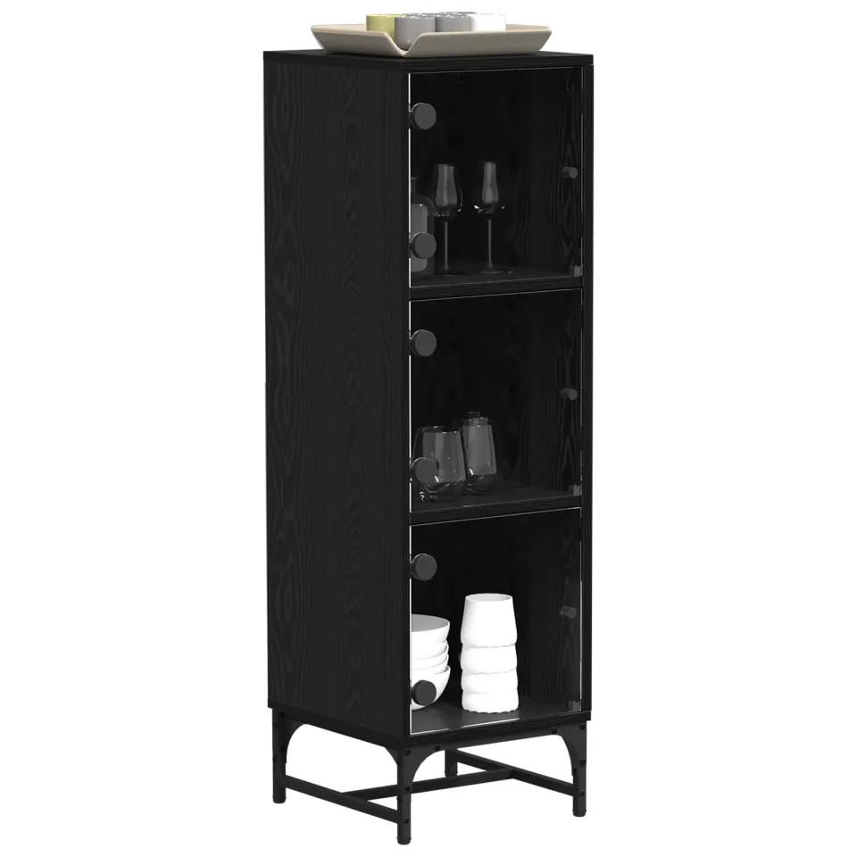 vidaXL Dressoir Zwart Eiken 35 x 37 x 117 cm