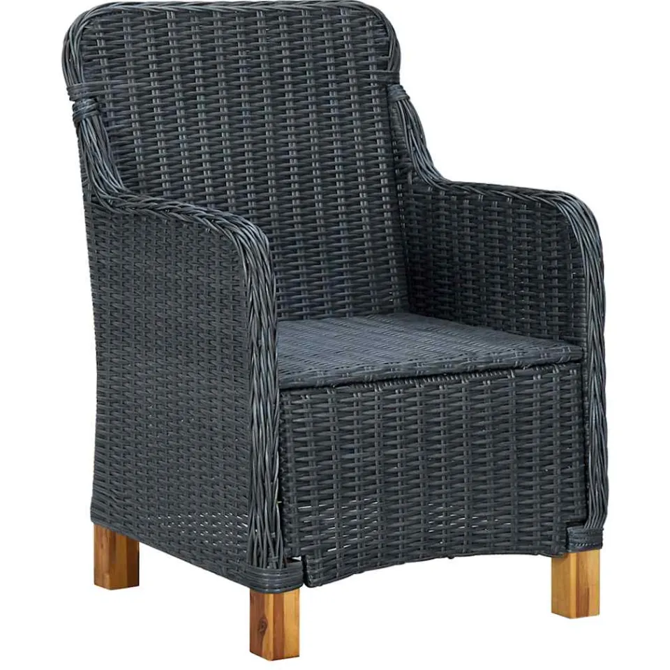 vidaXL 7-delige Tuinset met kussens poly rattan donkergrijs grijs, foto 4