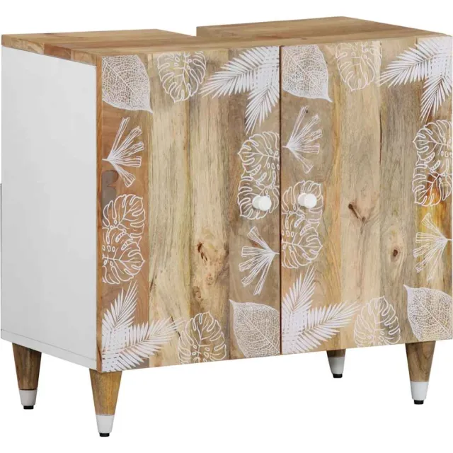 vidaXL Wastafelkast 62x33x58 cm massief mangohout Bruin