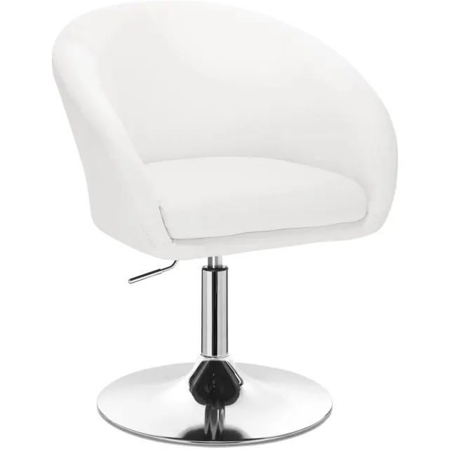 Klarven Barkruk met Rugleuning Leer wit - Barkrukken met Rugleuning - Bar Chair - Barkrukken , verstelbaar en draaibaar - Zithoogte 44 tot 57 cm