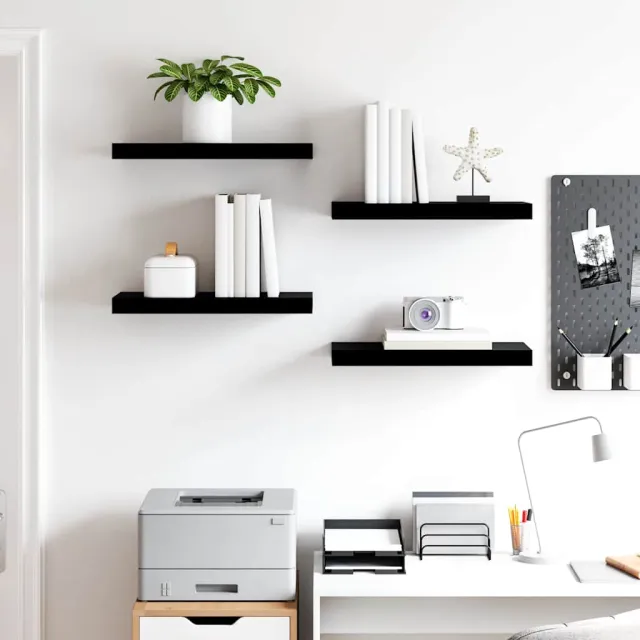 vidaXL Wandschappen zwevend 4 st 50x23,5x3,8 cm MDF hoogglans zwart