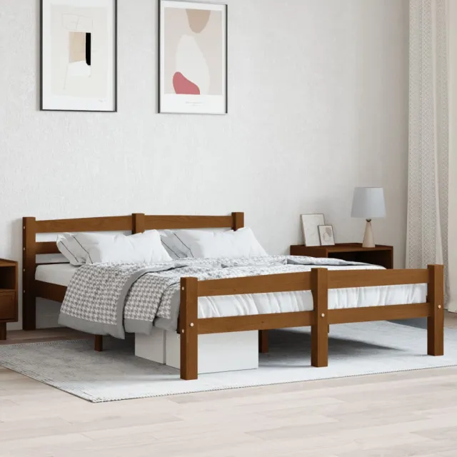vidaXL Bedframe massief grenenhout honingbruin 140x200 cm bruin