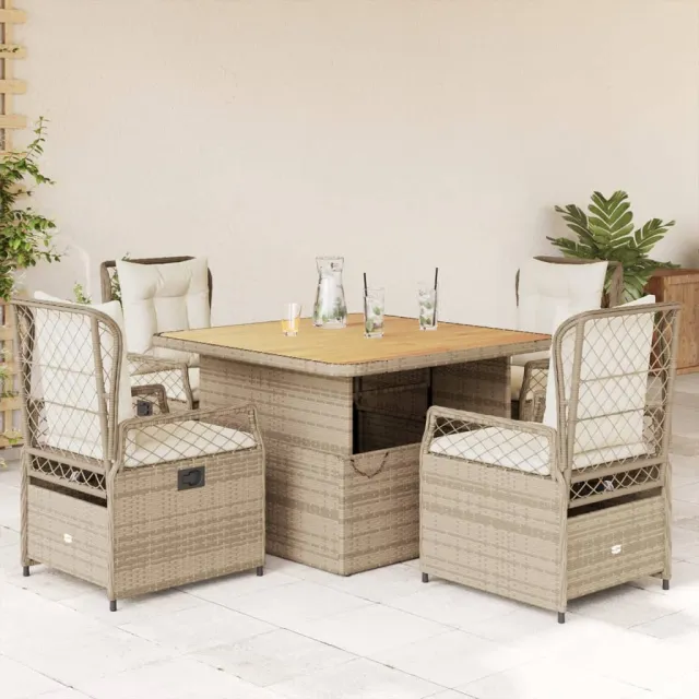 vidaXL 5-delige Tuinset met kussens poly rattan beige, foto 2