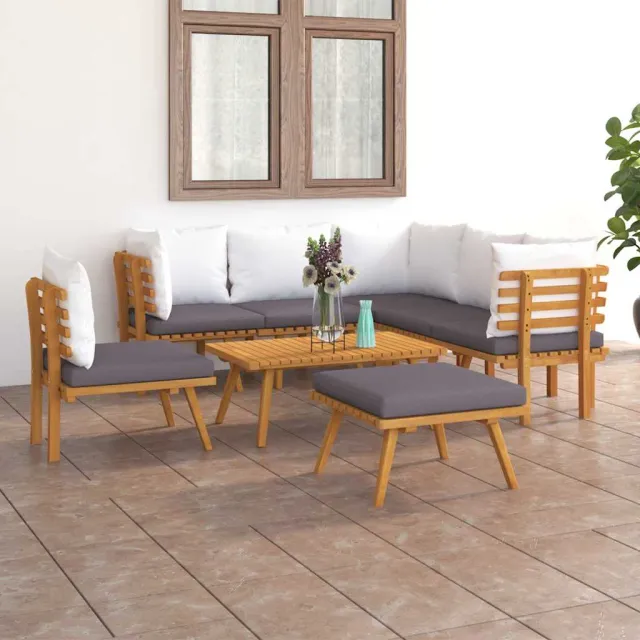 vidaXL 8-delige Loungeset met kussens massief acaciahout bruin, foto 2