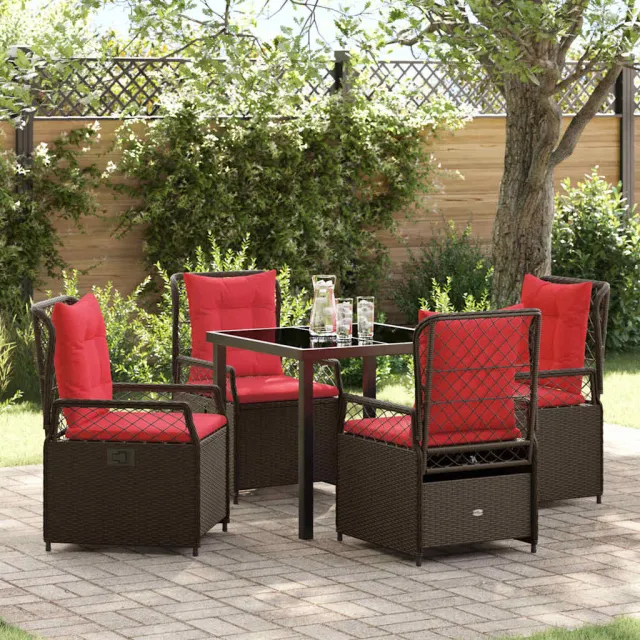 vidaXL Tuin eettafelset 5 st Bruin poly rattan, foto 2