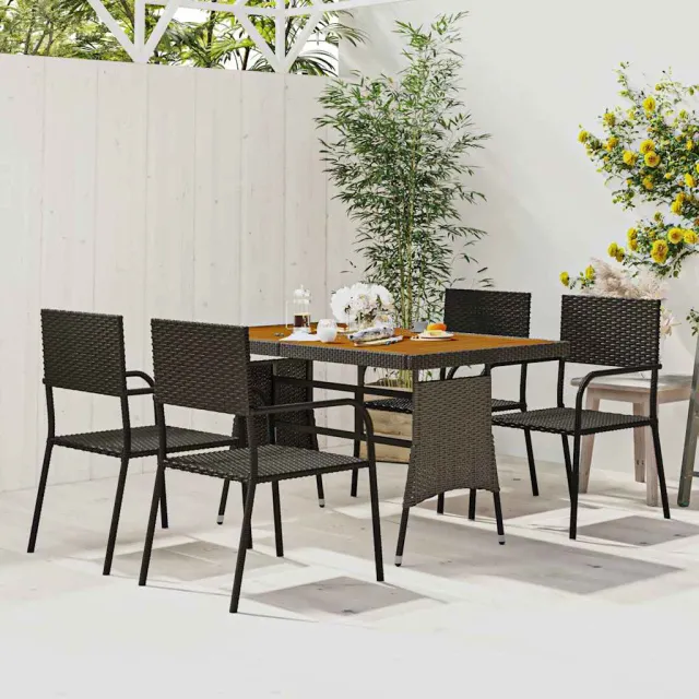 vidaXL 5-delige Tuinset poly rattan zwart, foto 2
