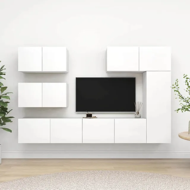 vidaXL 6-delige Tv-meubelset bewerkt hout wit, foto 2