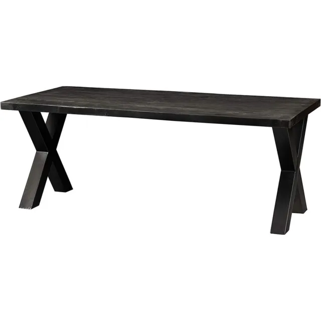 Mahom Mangohouten Eettafel Columbus Black Rechthoek 180x100 cm Mahom Industrieel - Dinertafel van Mangohout & Metaal - Industriële Eettafel Bruin
