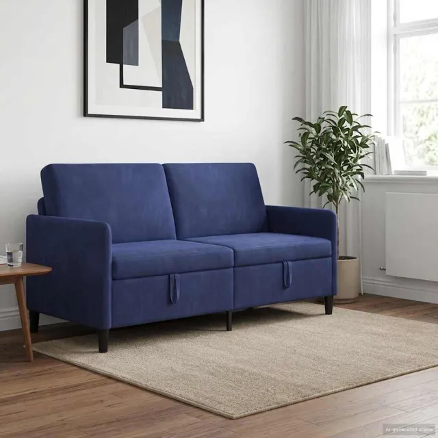 vidaXL Bank met opslag 3-zits Politieblauw 172 x 78 x 87 cm Polyester