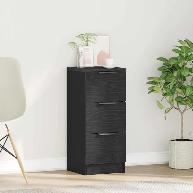 vidaXL Dressoir Zwart Eiken 30 x 30 x 70 cm Bewerkt hout, foto 2