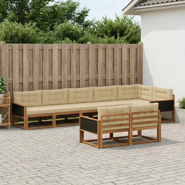 vidaXL Buiten bankenset 8 st 8-zits Natuurlijk en Beige