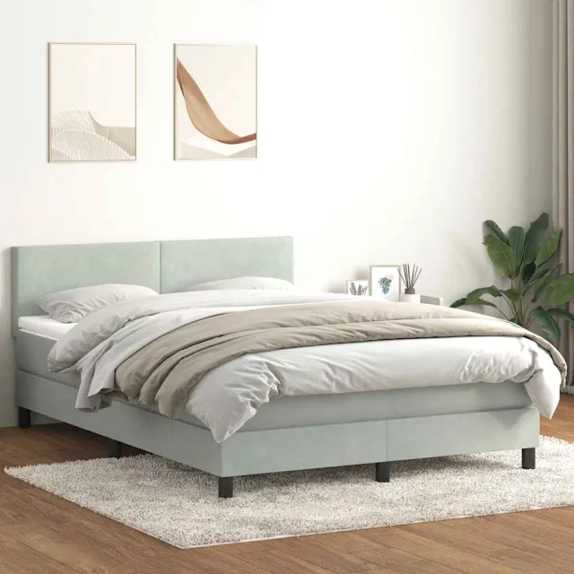 vidaXL Boxspring met matras en LED fluweel lichtgrijs 160x210 cm grijs