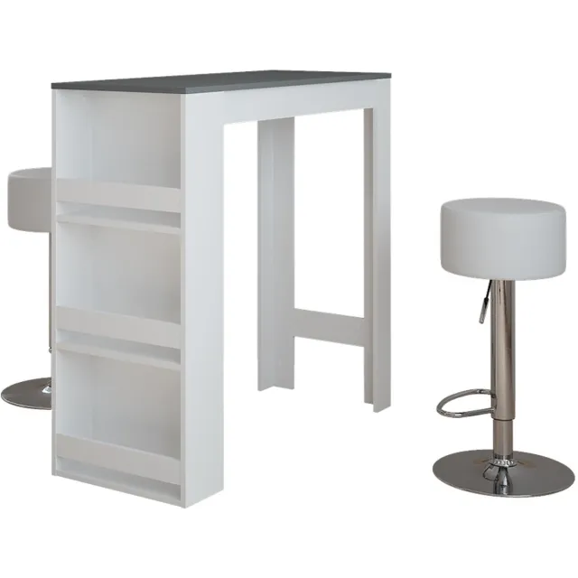 Vicco Repose Bartafel set – 45 x 110 cm met 2 barkrukken Wit/antraciet