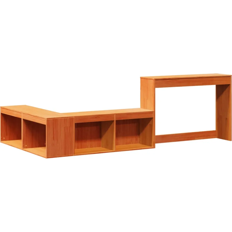 vidaXL Nachtkastje met bureau 222x107x75 cm grenenhout wasbruin