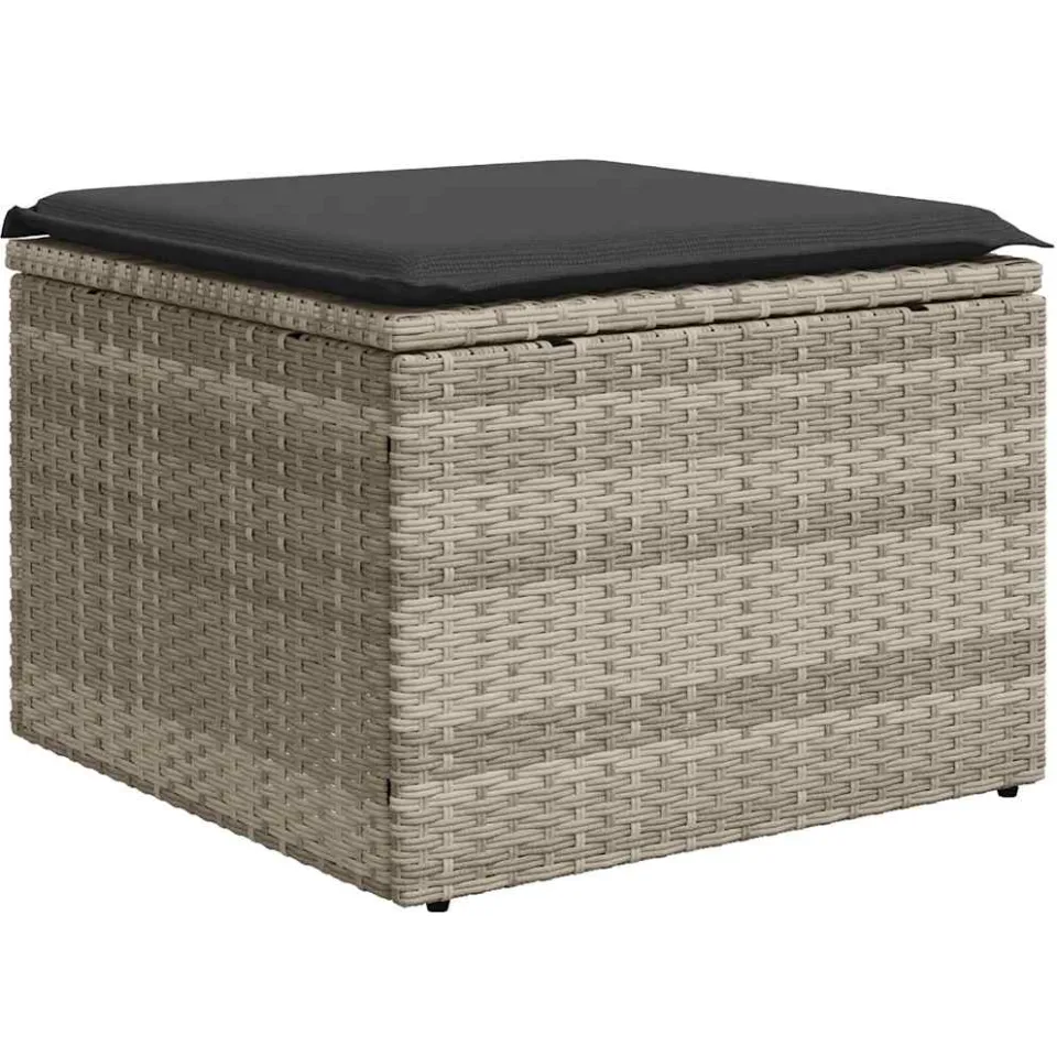 vidaXL 8-delige Loungeset met kussens poly rattan lichtgrijs