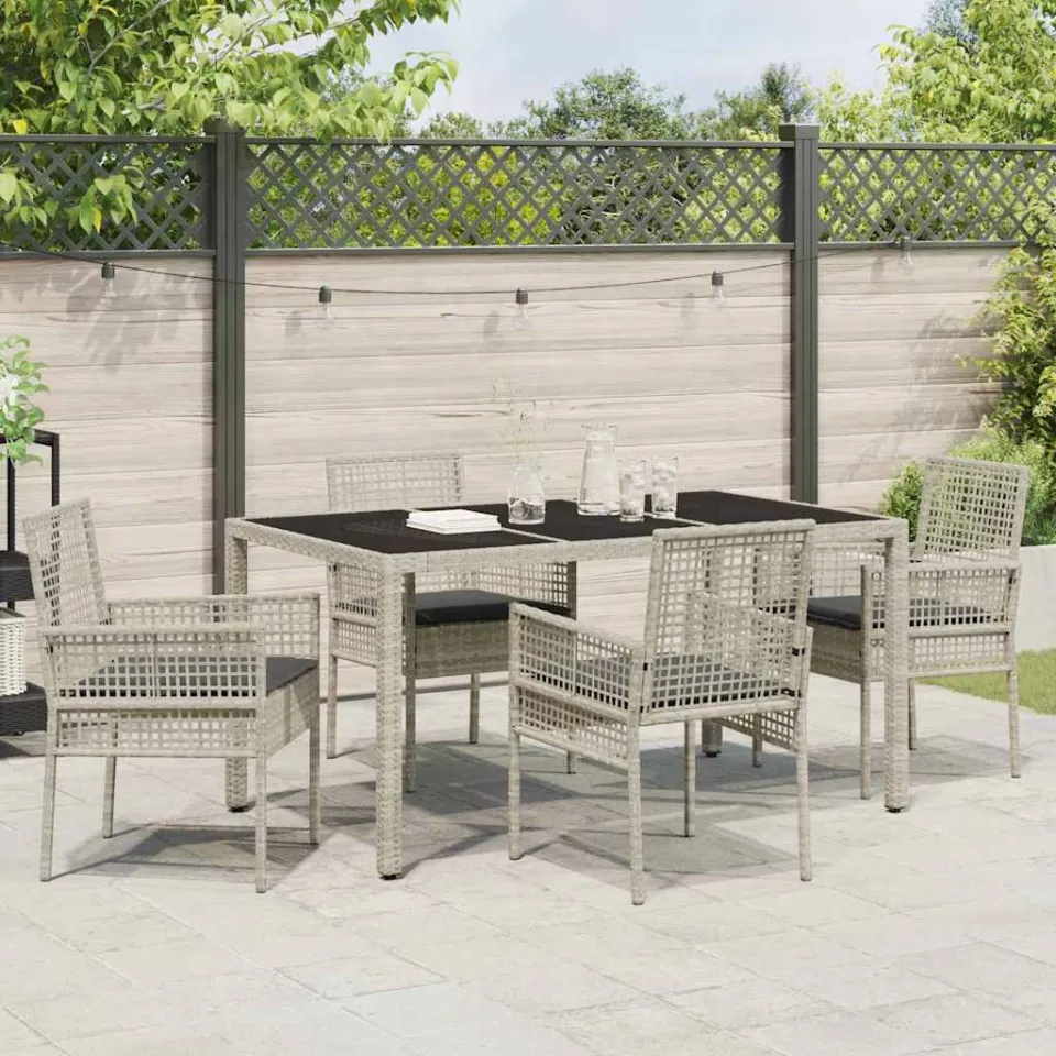 vidaXL Tuin eettafelset 5 st Lichtgrijs poly rattan, foto 3