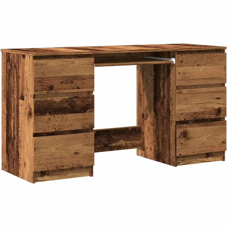 vidaXL Schrijftafel 140x50x77 cm bewerkt hout oud houtkleurig bruin, foto 3