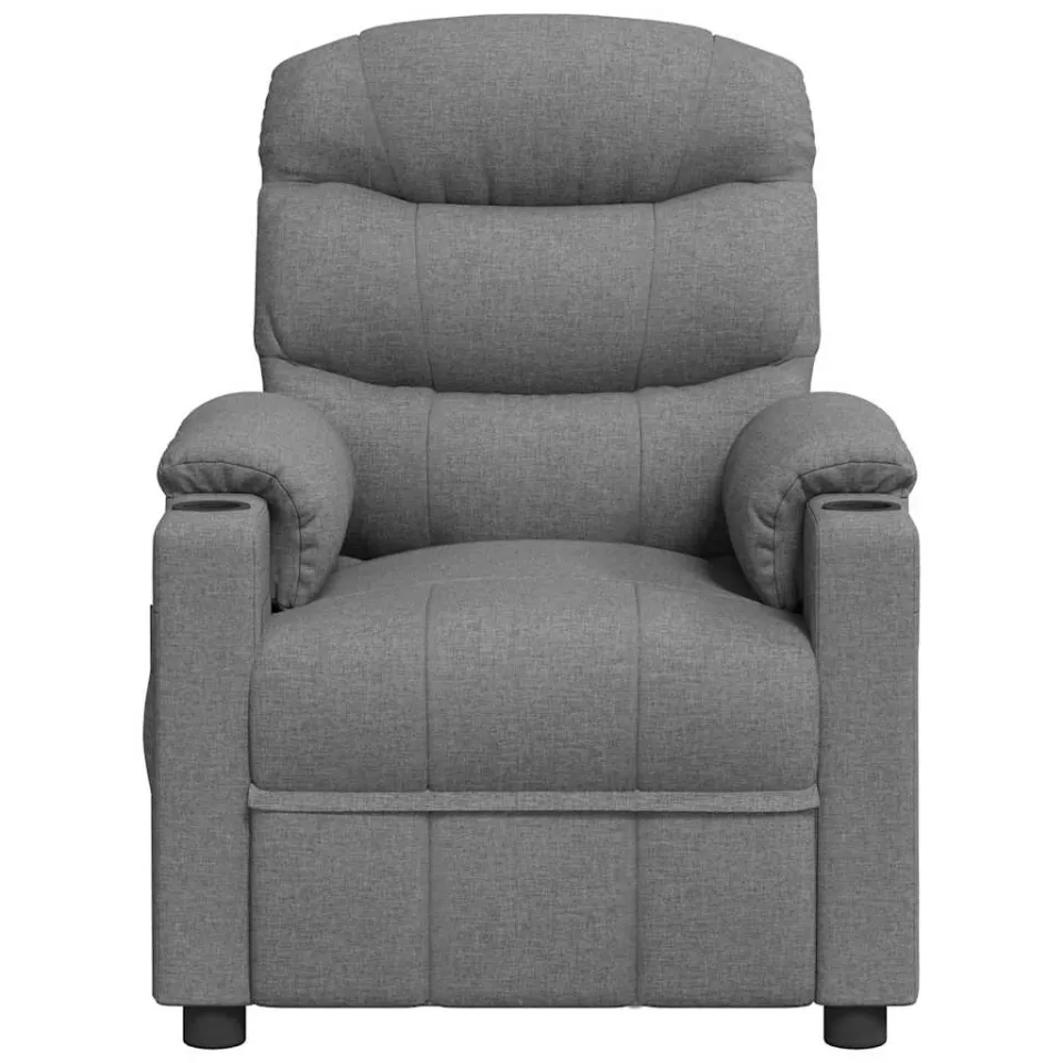 vidaXL Massagestoel elektrisch stof lichtgrijs grijs, foto 4
