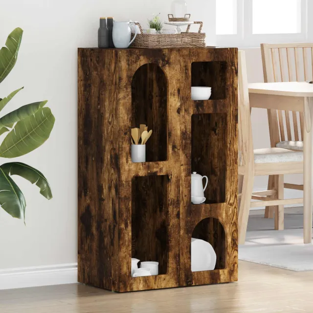vidaXL Dressoir ELST Gerookt eiken 59 x 35 x 100,5 cm Bewerkt hout, foto 2