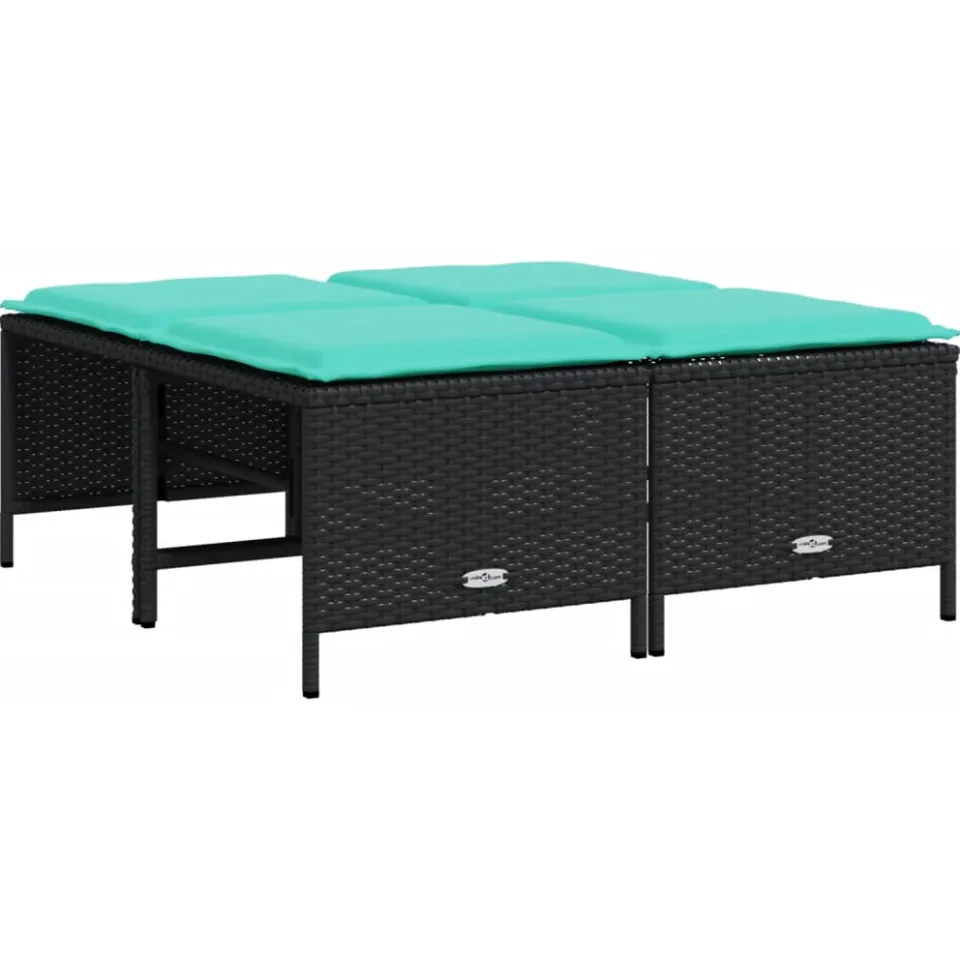 vidaXL Tuinstoelen met kussens 4 stuks zwart polyrotan, foto 3