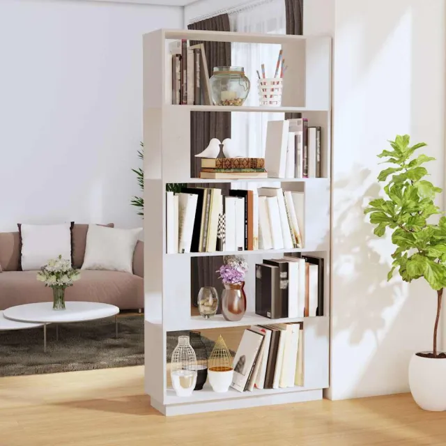 vidaXL Boekenkast/kamerscherm 80x25x163,5 cm massief grenenhout wit