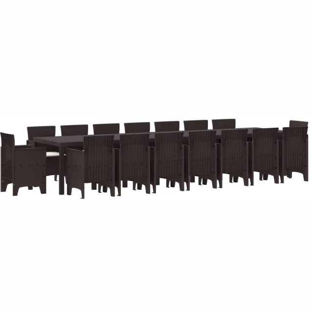 vidaXL Tuin Eettafelset met kussens 17 st Bruin PP