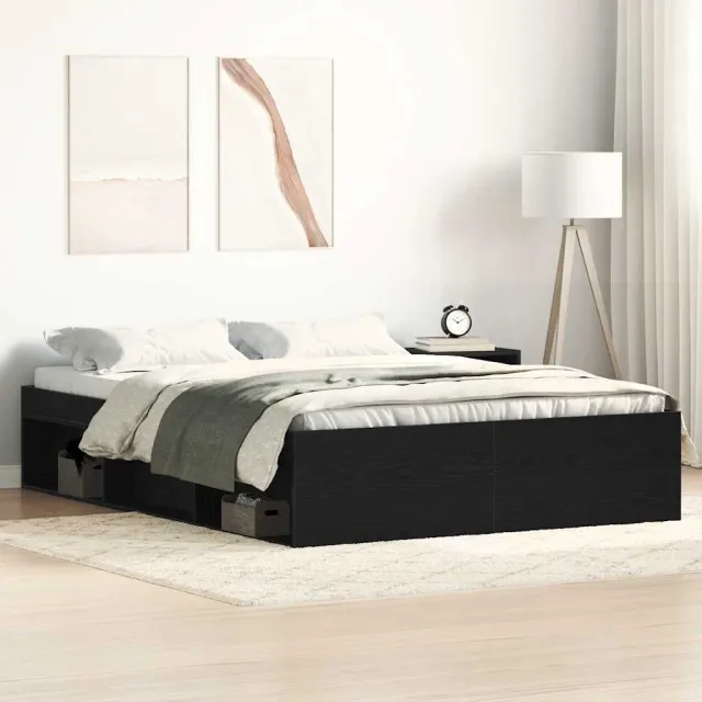 vidaXL Bedframe zonder matras 140x190 cm bewerkt hout zwart eikenkleur Bruin