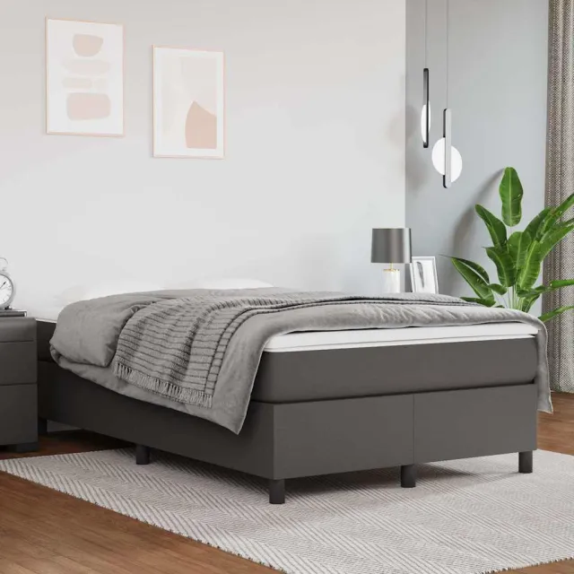 vidaXL Boxspring met matras kunstleer grijs 120x200 cm