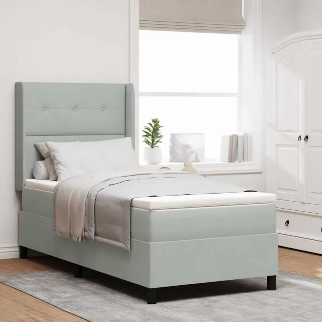 vidaXL Boxspringbed met hoofdeinde Lichtgrijs 80 x 200 cm Fluweel