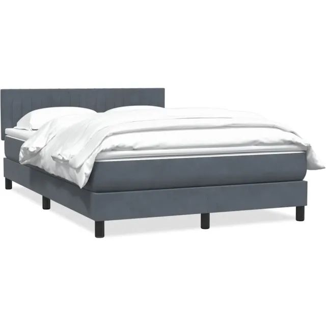 vidaXL Boxspring met matras fluweel donkergrijs 160x210 cm grijs