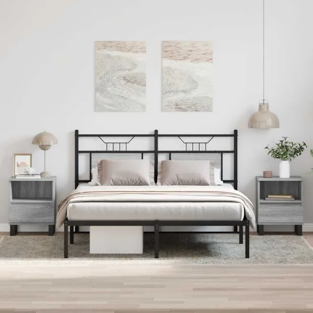 vidaXL Nachtkastjes 2 st 40x35x50 cm bewerkt hout grijs sonoma eiken, foto 2