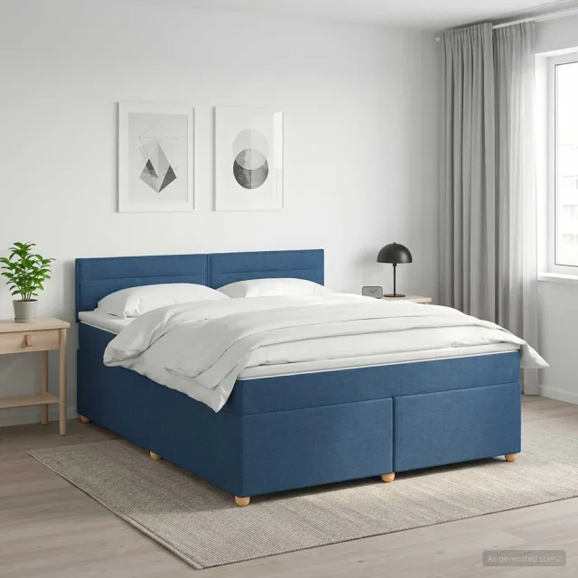 vidaXL Boxspringbed met matras met hoofdeinde Blauw 180 x 200 cm Stof