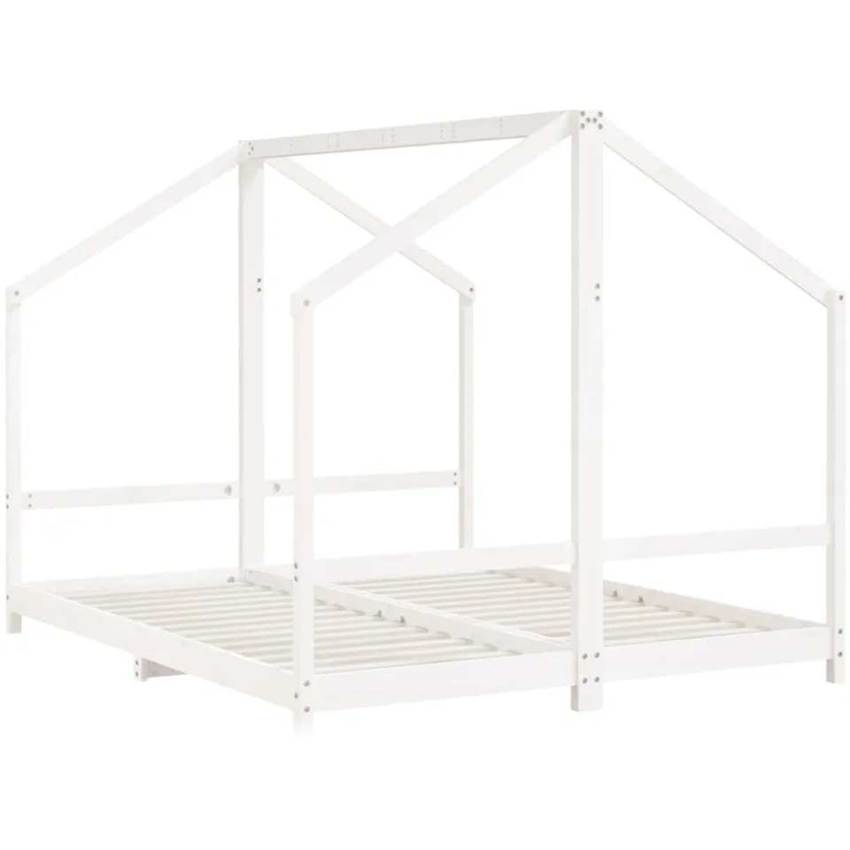 vidaXL Kinderbedframe 2x(80x200) cm massief grenenhout wit