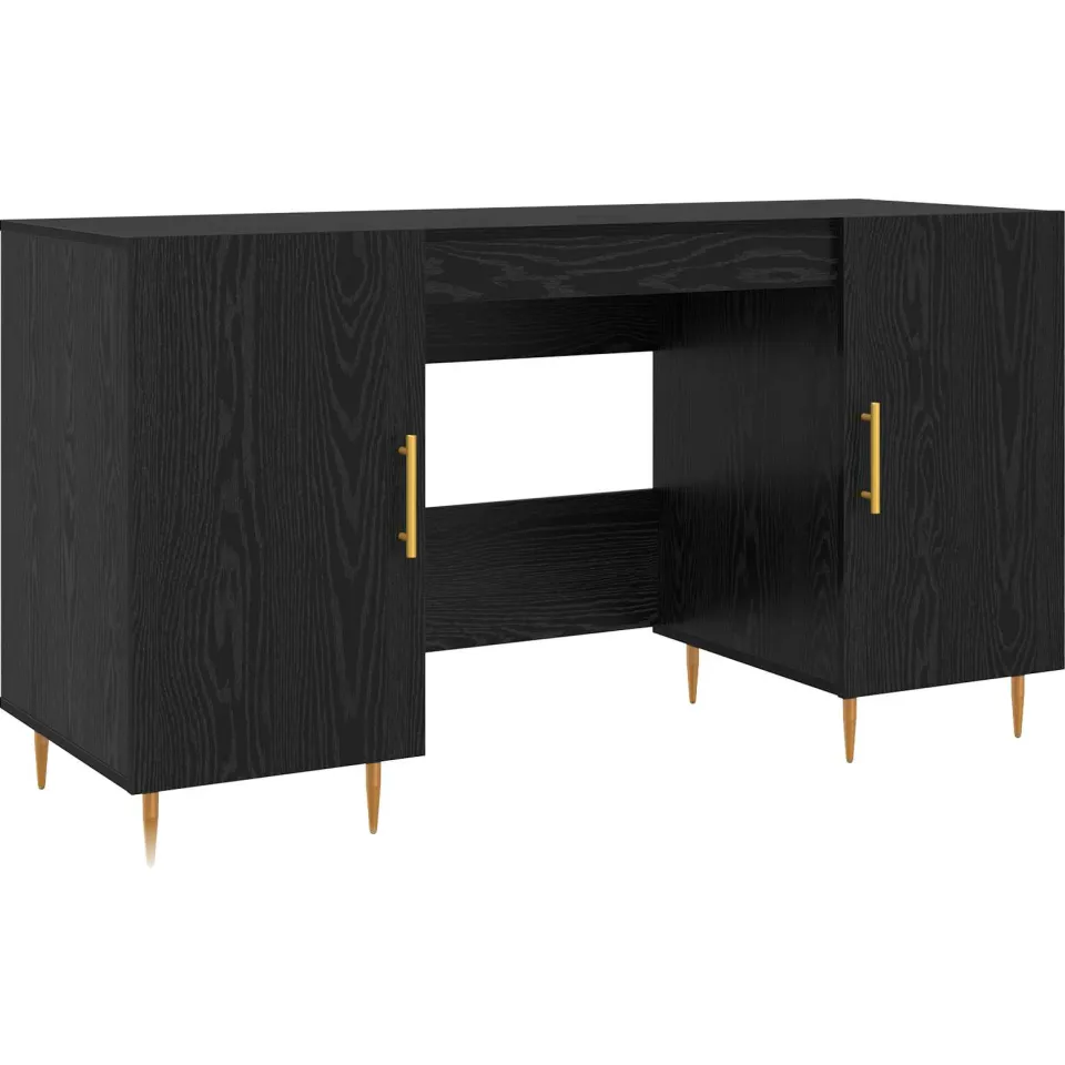 vidaXL Bureau Zwart eiken Bewerkt hout, foto 3