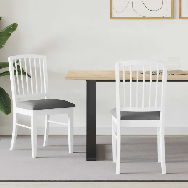 vidaXL Eettafelstoelen 2 st Massief Rubberhout Wit 50 x 52,5 x 91 cm